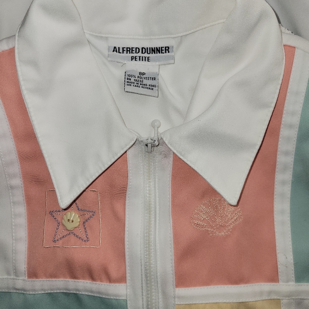Alfred Dunner WOMEN'S JACKET SZ 8P BEACH OCEAN THEME Fish  Seashells Jacket - Picture 5 of 6
